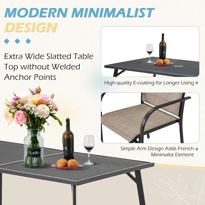 AECOJOY 5 Piece Patio Table and Chair Set - Image 3