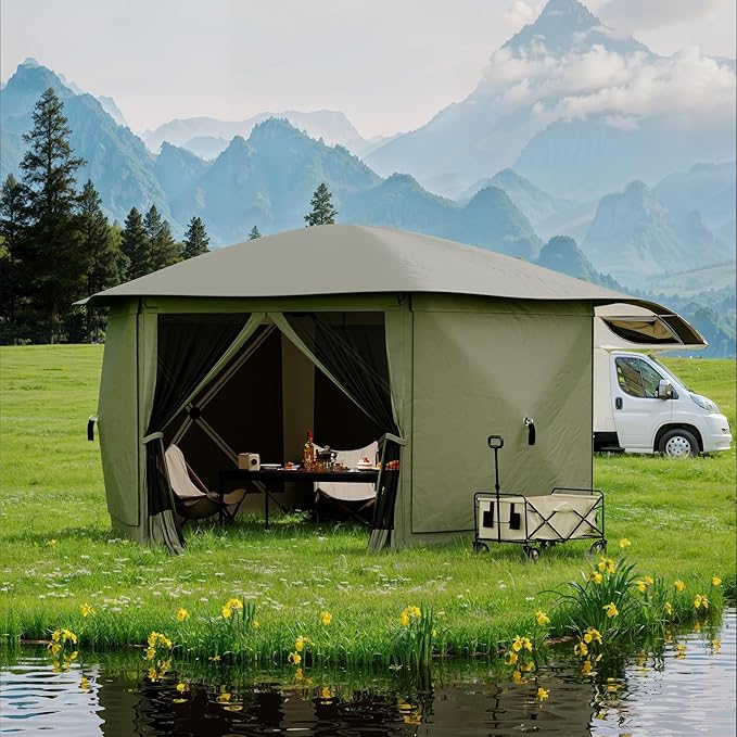 11.5x11.5FT 6-Sided Pop Up Gazebo Tent，One-Push Setup Canopy Tent - Image 8