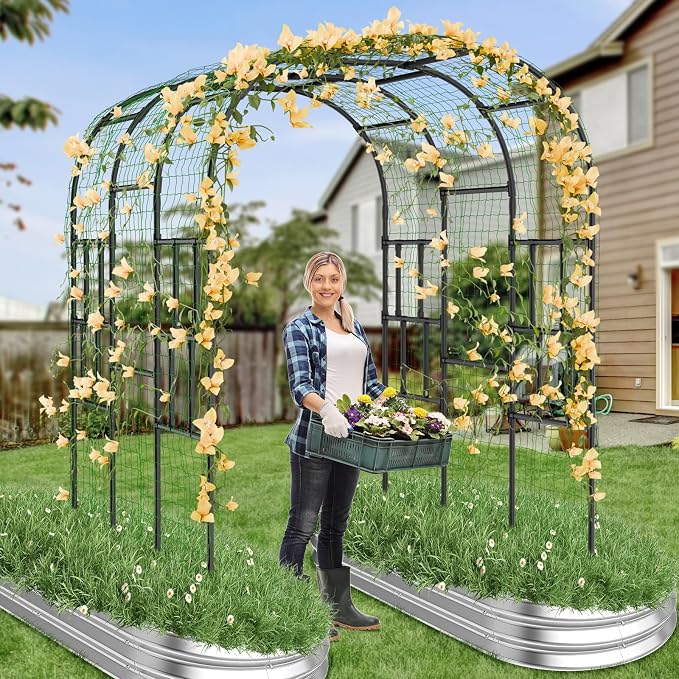 Tall Garden Arch Trellis for Climbing Plants, 87in Tall Metal Plant Support - Image 6