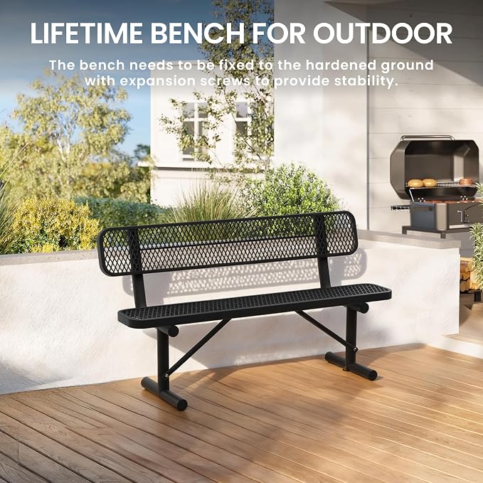 6 Feet Heavy Duty Metal Park Bench - Image 5