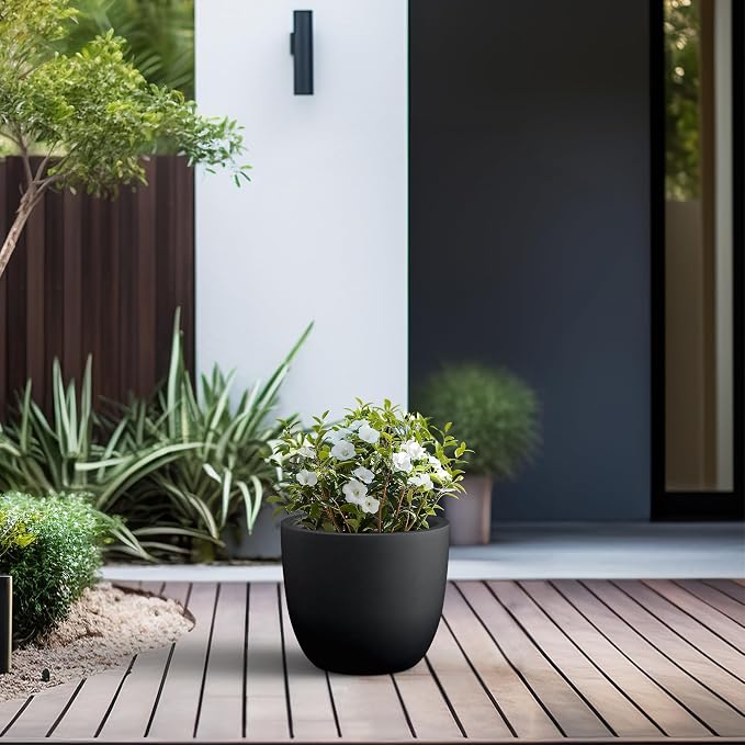 Kante 14 Inch Dia Round Concrete Planter, Indoor Outdoor Large Plant Pot - Image 5