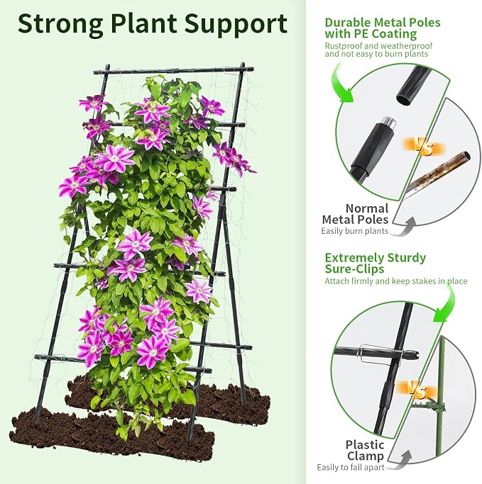Garden Trellis for Climbing Plants, 6ft Cucumber Trellis for Raised Bed - Image 3