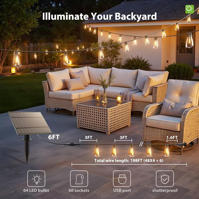 KYY 198FT Solar String Lights Outdoor Waterproof - Image 6