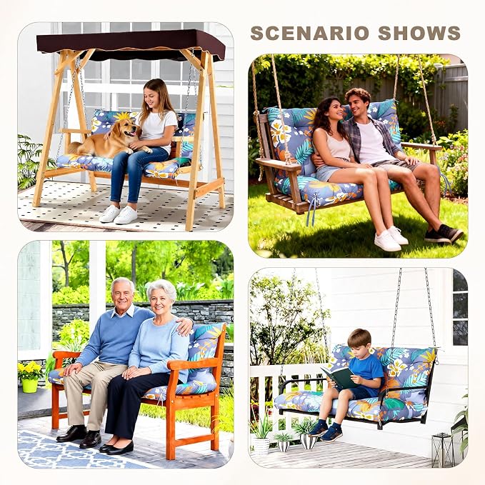 Porch Swing Cushion with Backrest, Waterproof Bench Cushion - Image 7