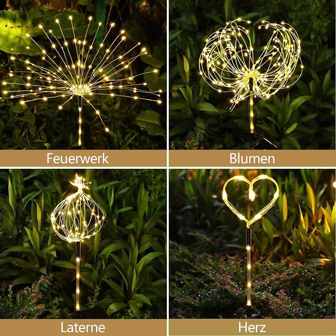 4 Pack Solar Firework Lights 200 LED Create Magical Nights, Waterproof - Image 3