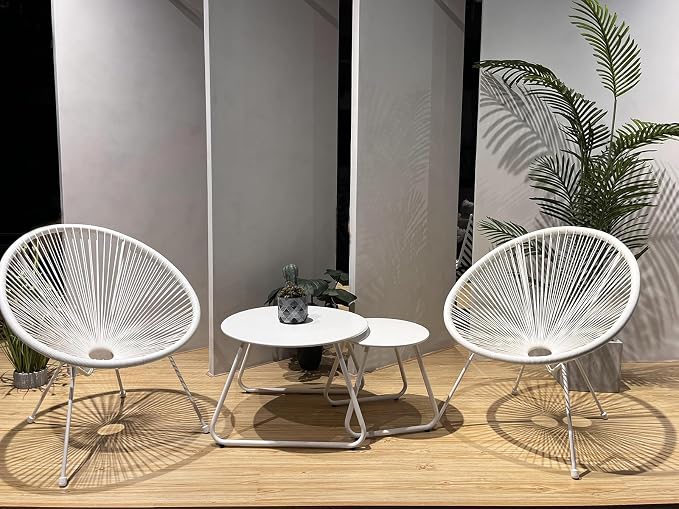 Patio Outdoor Coffee Table Set of 2, Weather Resistant Steel Round End Tables - Image 2