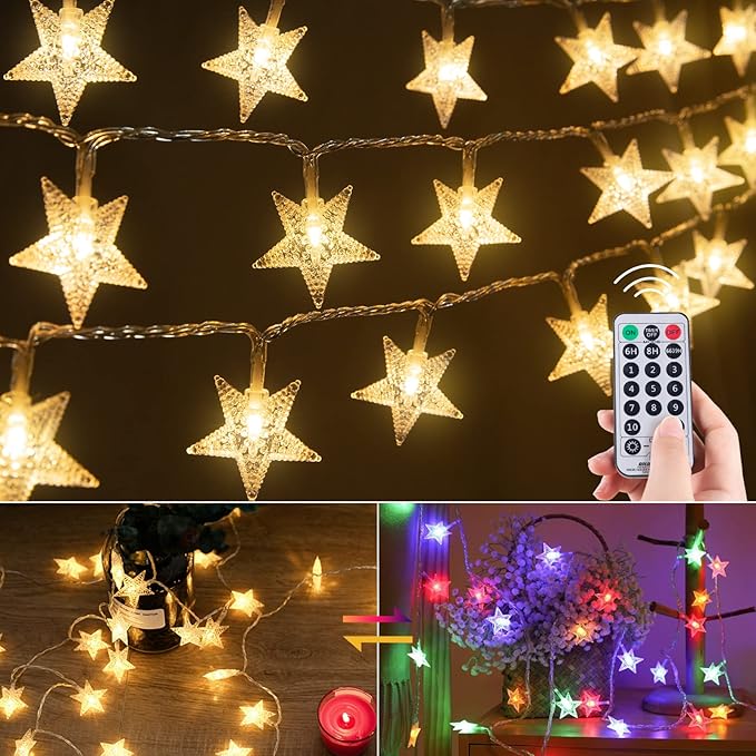 Minetom Star String Lights Plug in - 33 ft 100 LED Star Fairy String Lights by Minetom