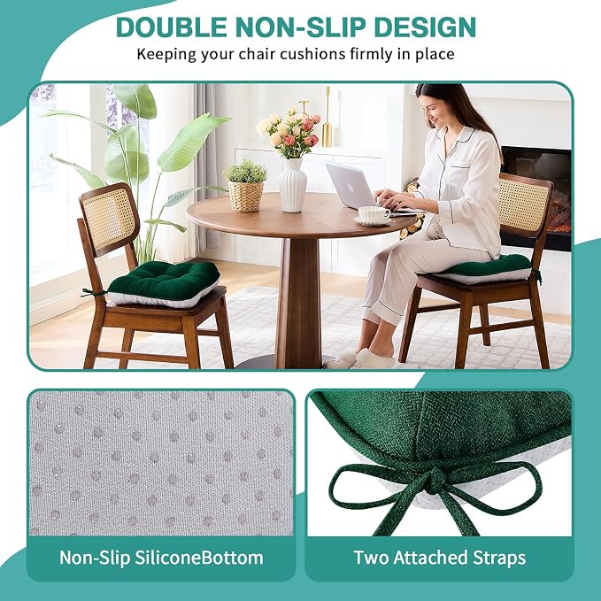 BETU Chair Cushions for Dining Chairs Set of 4, 3.5" Thick Kitchen Table Chair - Image 2