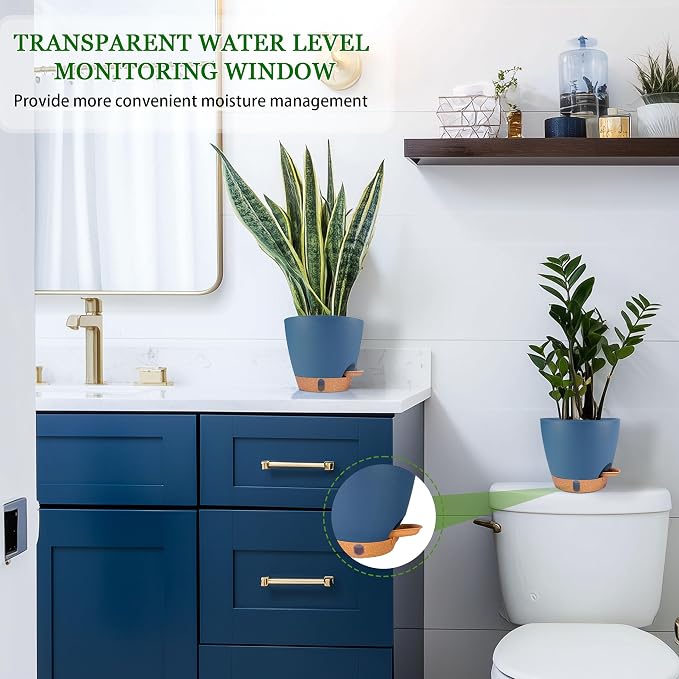 Self Watering Pots for Inoor Ourdoor Plants 10/9/8/7/6.5 Inch Plastic Planters - Image 9