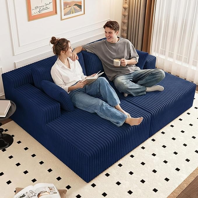 ODUWA Oversized Double Chaise Lounges Indoor, Upholstered Boneless Cloud by ODUWA