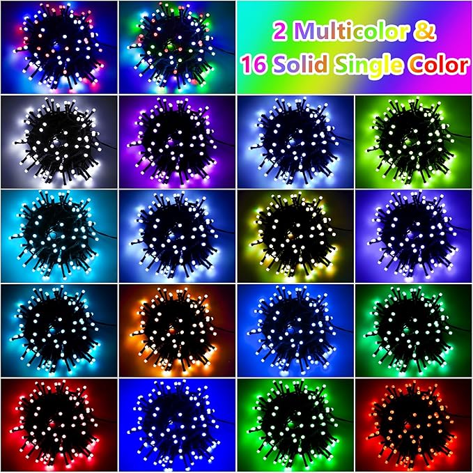 118Ft Solar String Lights Outdoor Waterproof, 18 Colors Changing 300 LED - Image 2