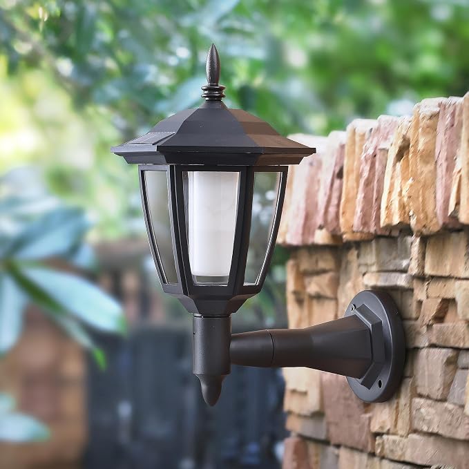 Dynaming 2 Pack Solar Flame Wall Lanterns Outdoor, Solar Powered Wall Mounted - Image 7