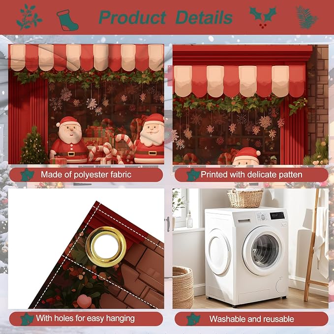 ANNA QUEEN Santa’s Christmas Shop Garage Door Banner 6 x 13FT, Santa Claus - Image 4