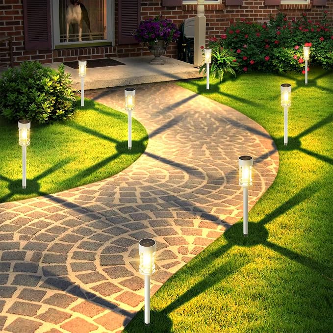 Mancra Solar Pathway Lights Outdoor Waterproof, 8 Pack LED Solar Garden Lights - Image 2