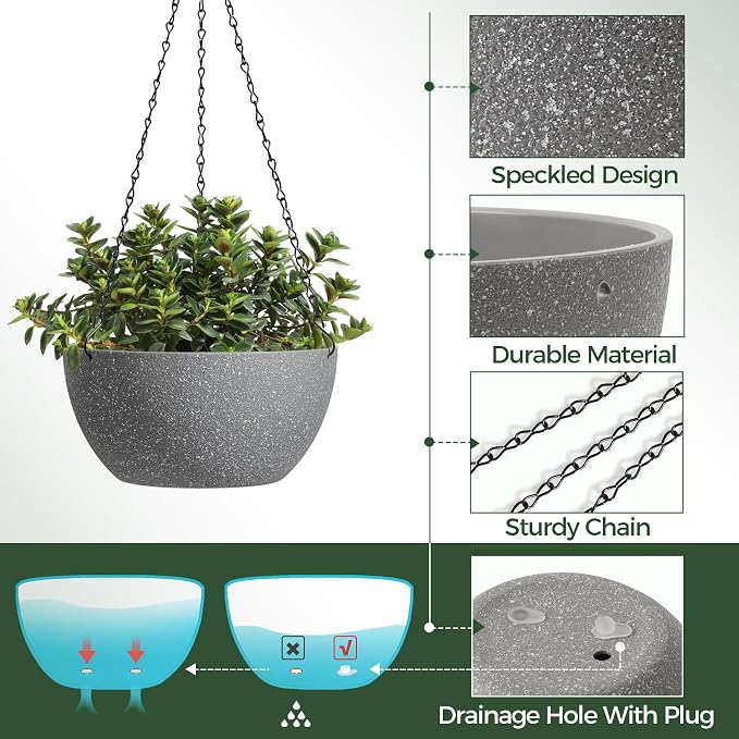 T4U 8 Inch Hanging Planters for Indoor Plants, 2 Pack Hanging Planter, Hanging - Image 2