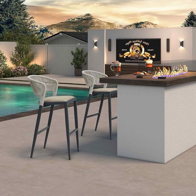 PURPLE LEAF Bar Stool Set of 2 Outdoor Bar Chairs - Image 2