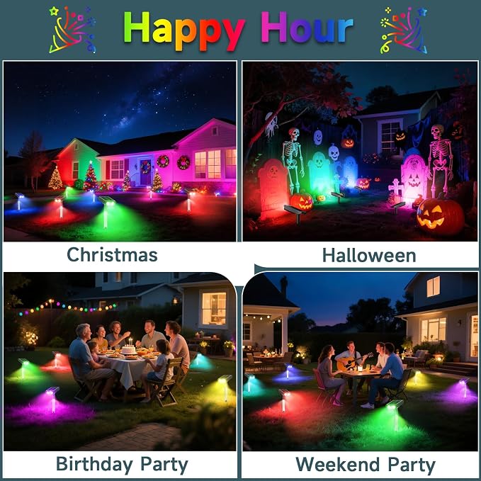 RGB Solar Spot Lights : 2 IN 1 Solar Lights Outdoor - Image 6