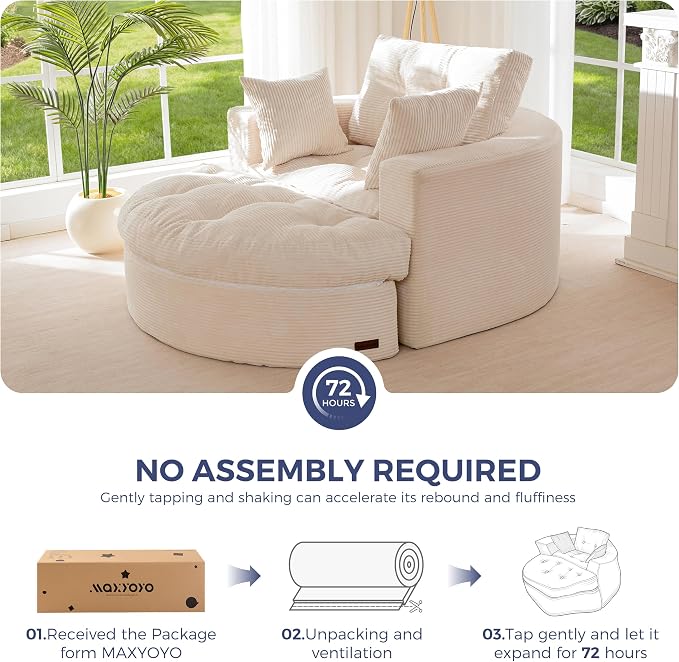 MAXYOYO Modular Sectional Chaise Lounge Sofa, Round Upholstered Lounge Chair - Image 8