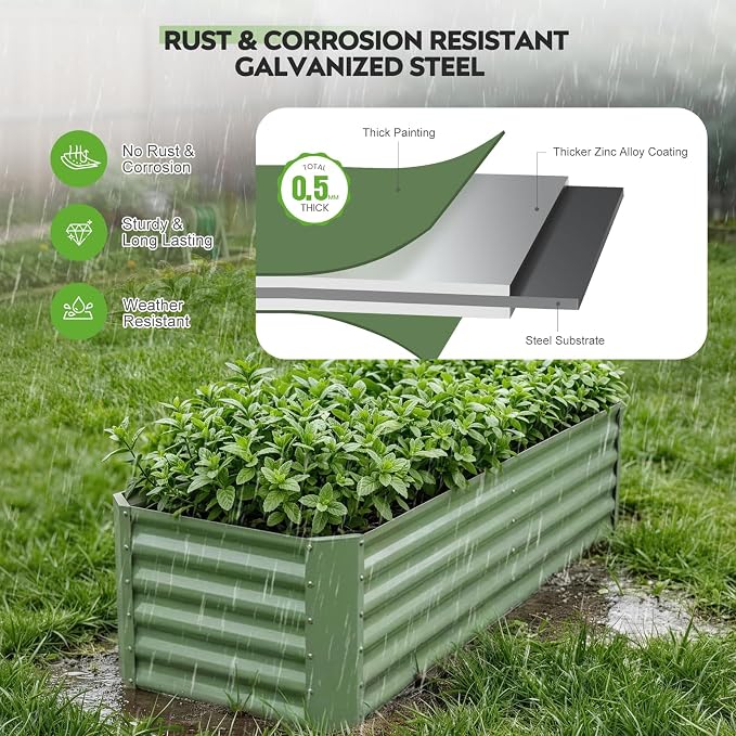 ZORMY 6×2×1.4ft Galvanized Raised Garden Bed Kit, Metal Planter Boxes Outdoor - Image 8