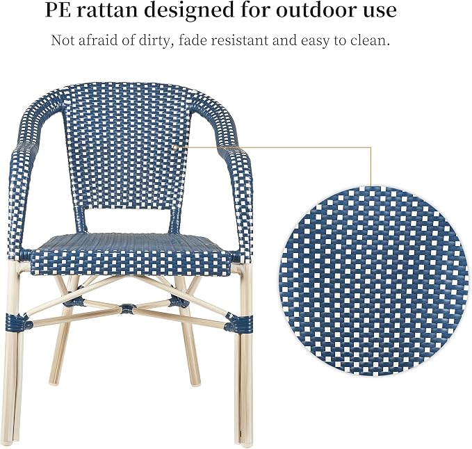 PURPLE LEAF Outdoor Dining Chair Set of 4 Hand-Woven Aluminum Rattan Chair - Image 7