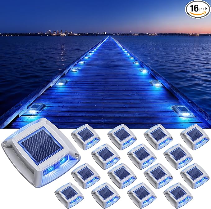 Solar Driveway Lights Outdoor 16 Pack, IP68 LED Solar Powered Waterproof by Etetale
