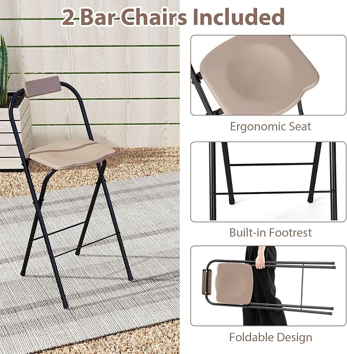 Tangkula 3 Piece Patio Bar Set, Grill Gazebo & 2 Foldable Bar Stools - Image 8