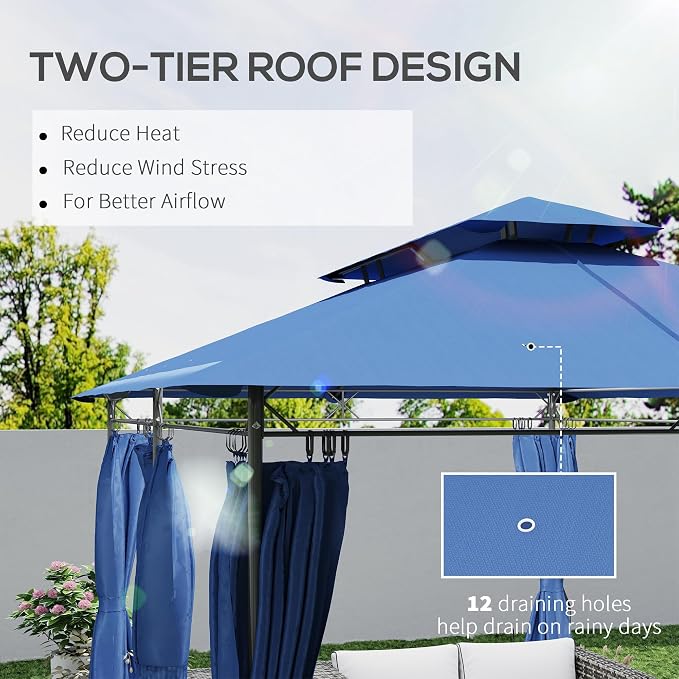 Outsunny 10' x 13' Patio Gazebo, Double Roof Outdoor Gazebo Canopy Shelter - Image 3