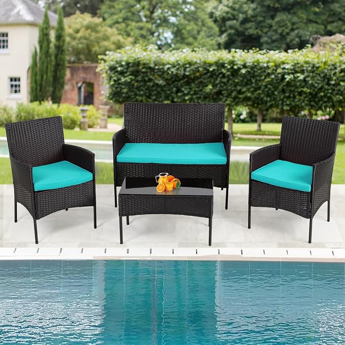 4 Pieces Conversation Set Modular Outdoor Furniture Set Water Resistant Patio - Image 3