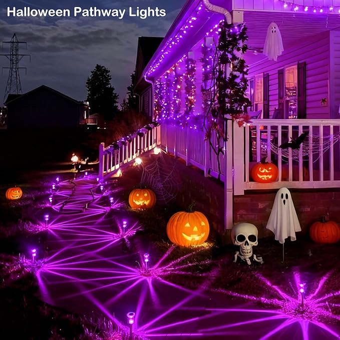 Christmas Solar Lights Outdoor 10 Pack Solar Pathway Lights Outdoor Halloween - Image 4