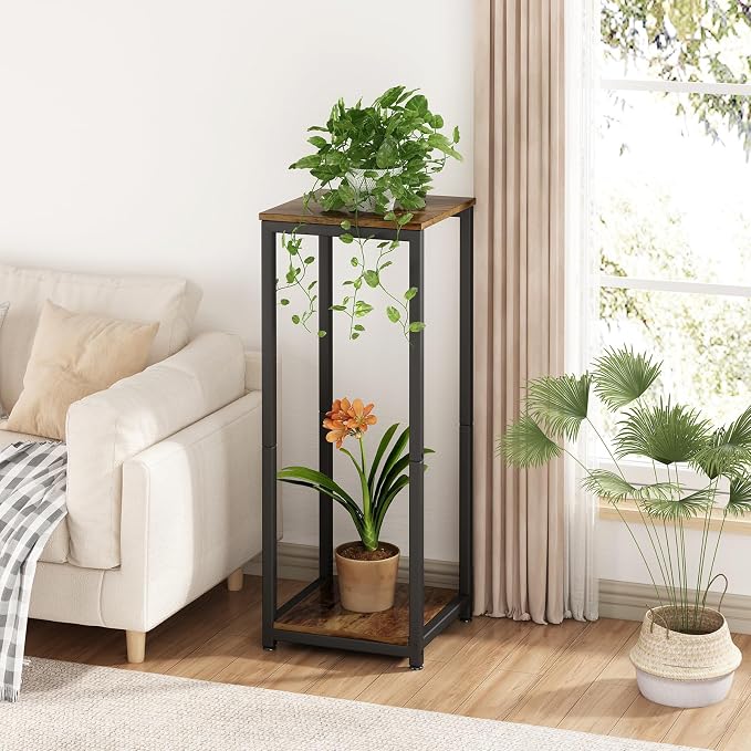 Plant Stand Indoor Corner Tall 2 Tier Metal Modern Flower Storage Plant Shelf - Image 2