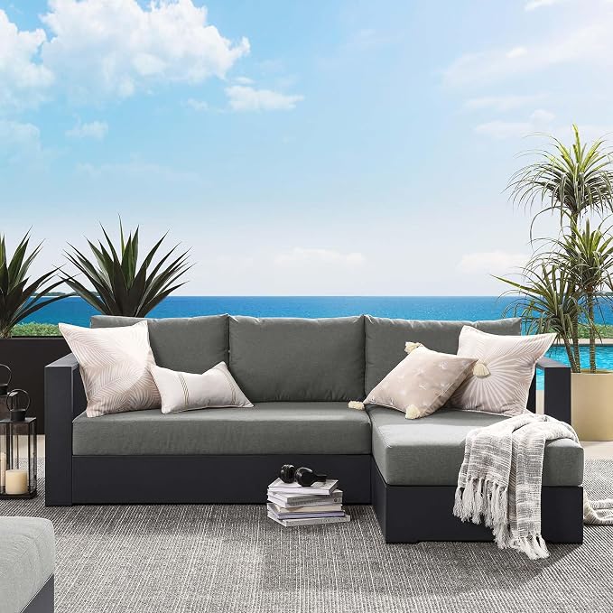 Modway Tahoe Modular Aluminum 2-Piece Outdoor Patio Furniture Gray Charcoal by Modway