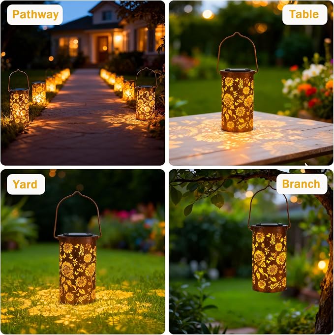 2Pack Sunflower Solar Lanterns Outdoor Waterproof, Birthday Gifts - Image 6