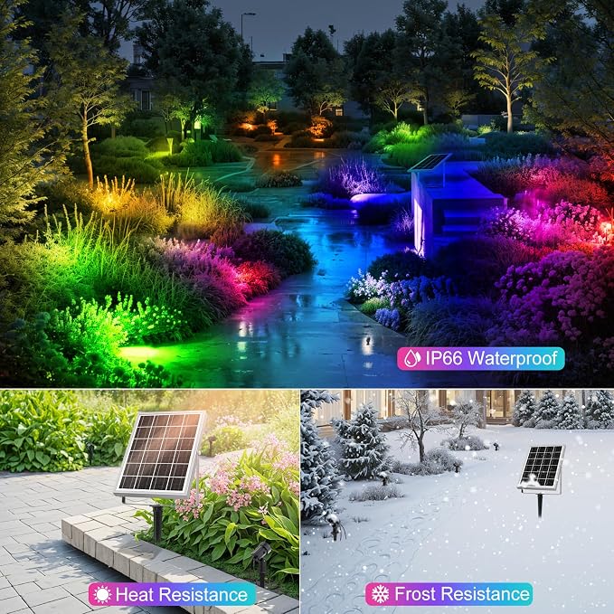 MEIHUA Solar Spot Lights Outdoor Color Changing, 6 in 1 Solar Landscape - Image 5