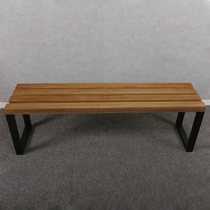 MBQQ Outdoor Soild Wood Bench, 55 inch Patio Picnic Bench, Oil Finished - Image 7