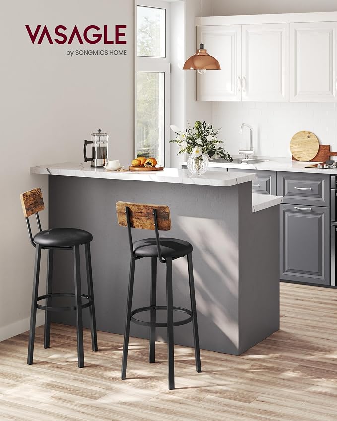 VASAGLE Bar Stools, 29.7 Inches Barstools - Image 2