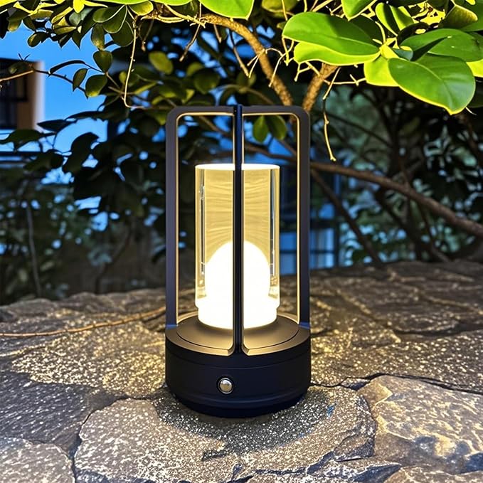 Portable Metal Table Lamp, 4000 mAh Rechargeable Outdoor Table Lamp, 3 Color by Unknown