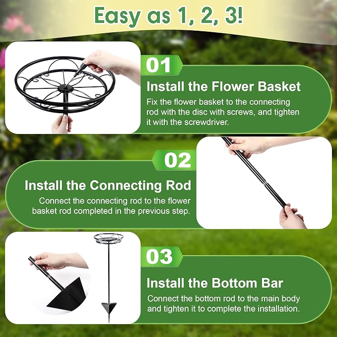Tellingyou 3 Pack Adjustable Outdoor Flower Pot Stand, Metal Outdoor Plant - Image 6