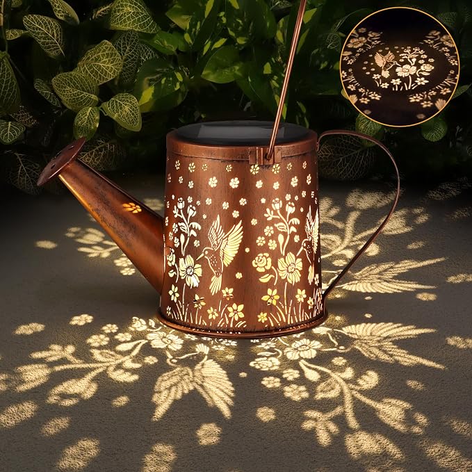 Outdoor Hanging Solar Lantern Waterproof Set Outside Metal Openwork Hummingbird - Image 2