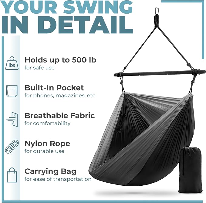 Sorbus Hanging Hammock Chair - Image 5