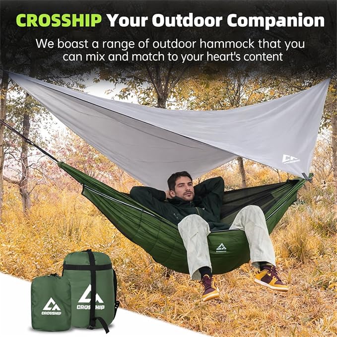Camping Hammock with Mosquito Net & Hammock Underquilt and Rain Fly Tarp - Image 4
