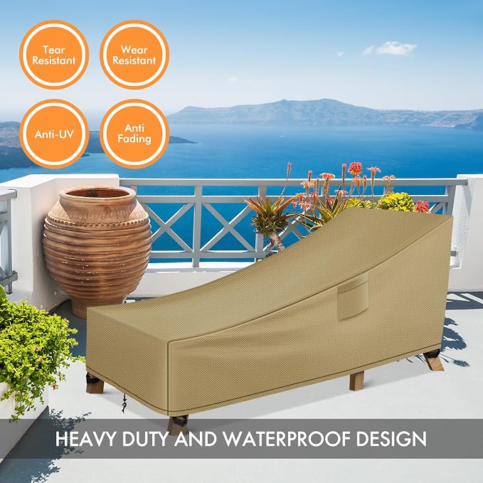 WLEAFJ Patio Chaise Lounge Cover Waterproof, Heavy Duty Outdoor Lounge Chair - Image 6