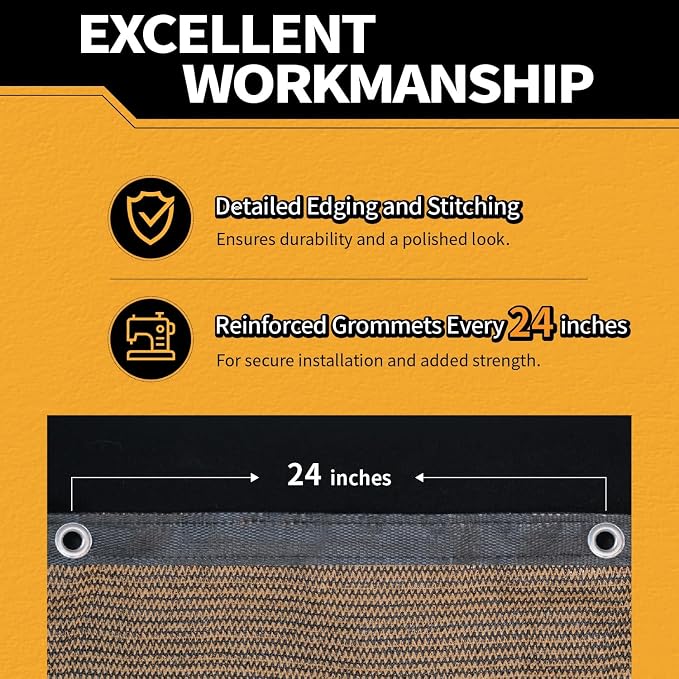 90% Sun Shade Cloth with Grommets 8x8 FT, 180GSM Heavy-Duty HDPE Mesh Tarp with - Image 4