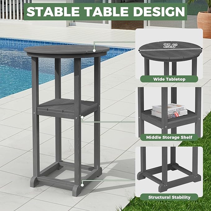 Outdoor Bistro Bar Set, Patio High Top Table and Bar Height Tall Adirondack - Image 6