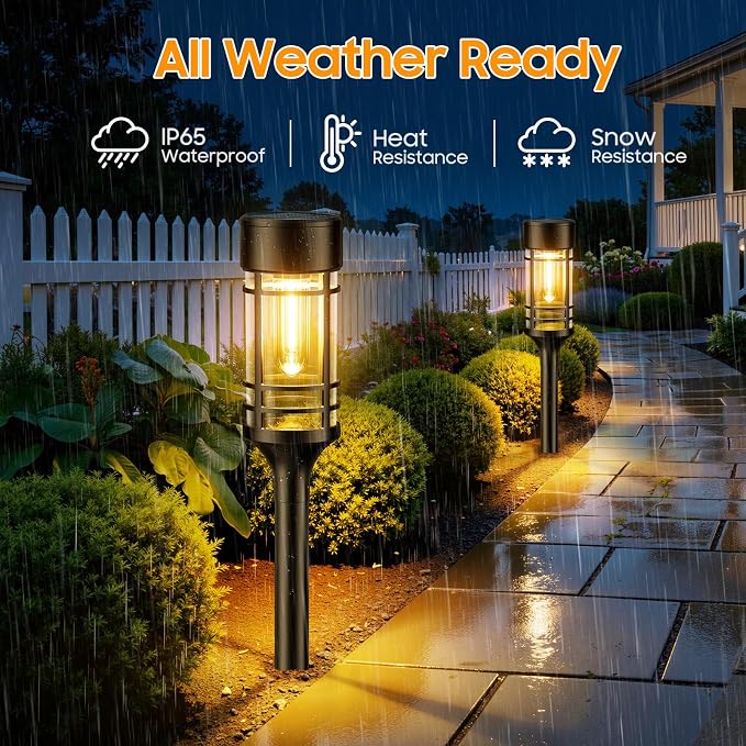 LETMY Solar Pathway Lights Outdoor, 8 Pack Solar Lights Outdoor Waterproof IP65 - Image 3