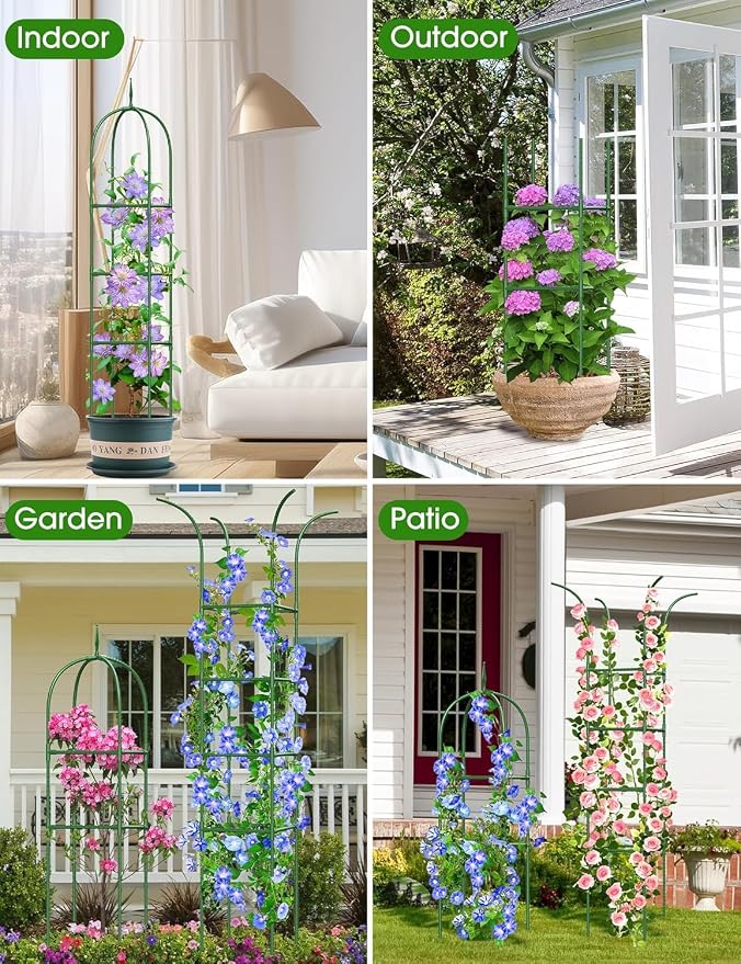 Garden Obelisk Trellis for Climbing Plants, 6FT Garden Obelisk Rustproof PE - Image 7