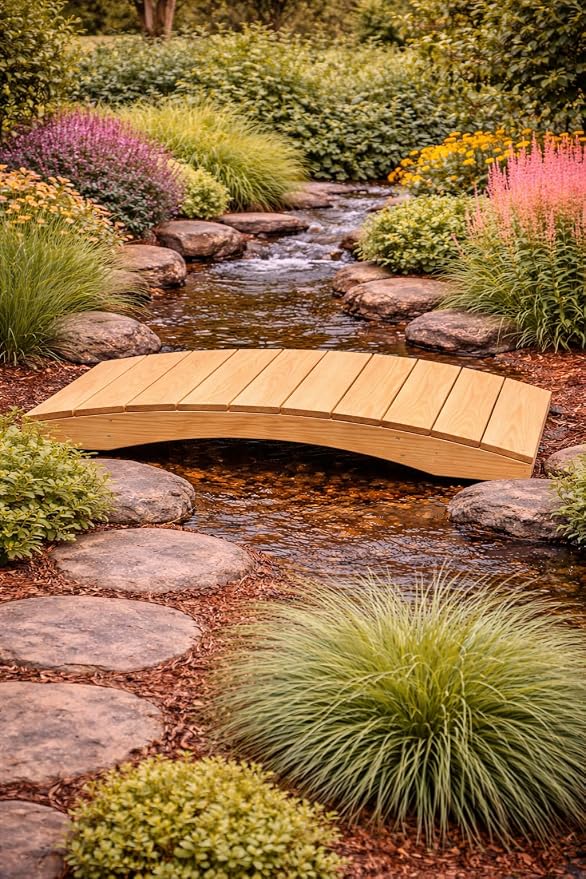 4 FT NATURAL Amish Made Pinewood Heavy Duty Garden Bridge - Image 4