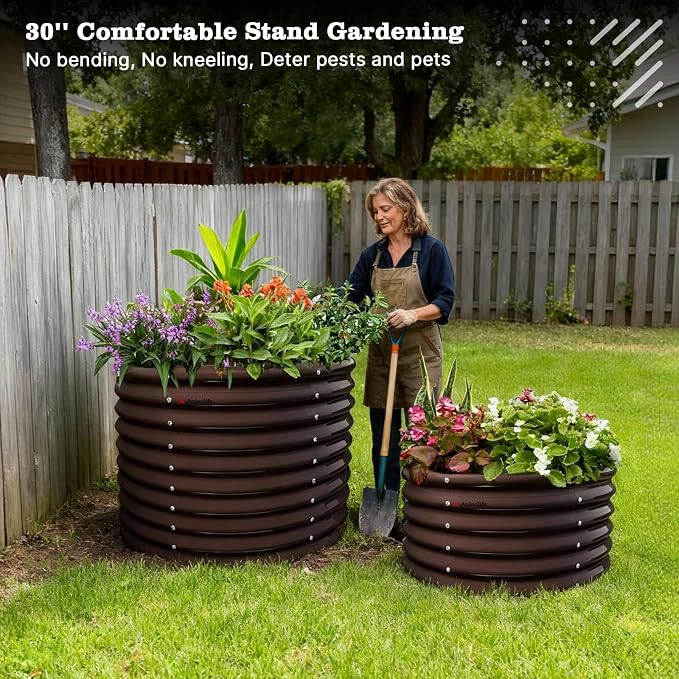 A ANLEOLIFE Set of 6, 30 Inch Extra Tall Galvanized Raised Garden Beds Kit - Image 7