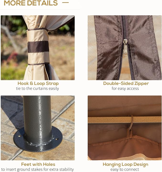 Outsunny 10' x 12' Outdoor Gazebo, Patio Gazebo Canopy Shelter w/Double Vented - Image 5