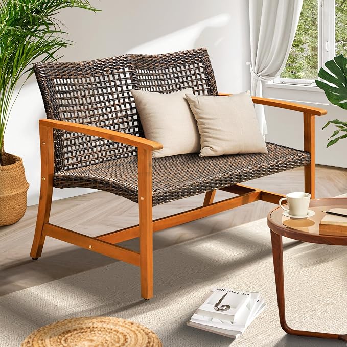 Idzo Harmonie 800lbs Capacity Outdoor Loveseat Furniture, FSC Certified Acacia by Idzo