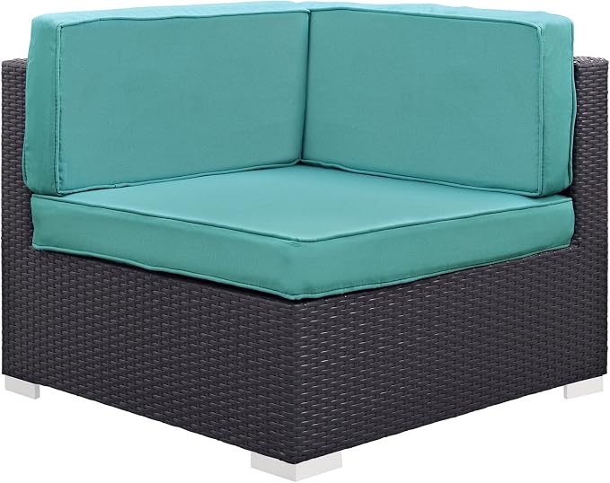 Modway Convene Corner Sectional Outdoor Patio, Espresso Turquoise - Image 3